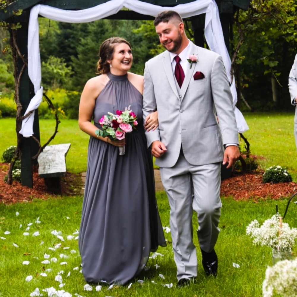 Azazie Gray Bridesmaid Dress Custom Size (Size 14)